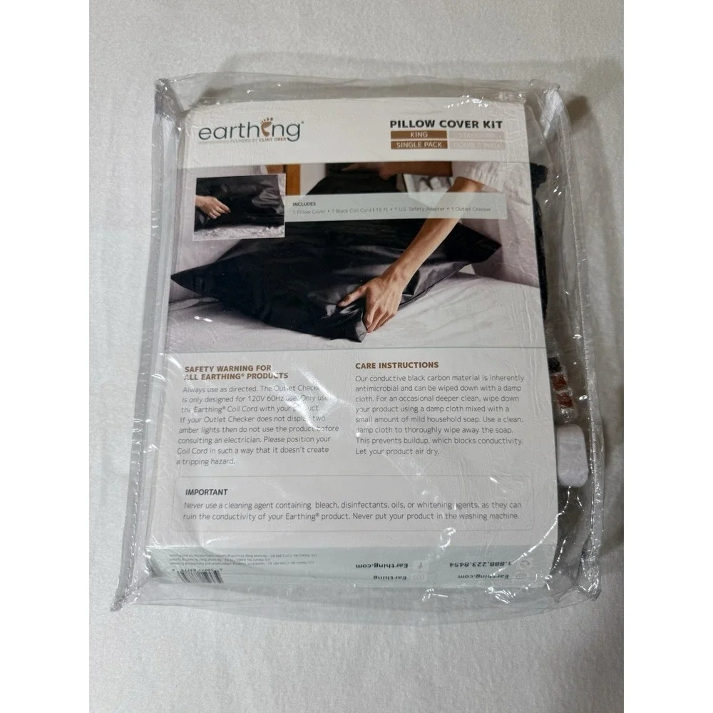 EARTHING Brand Pillow Cover Kit NEW Grounding Conductive Clint‎ Ober Black King